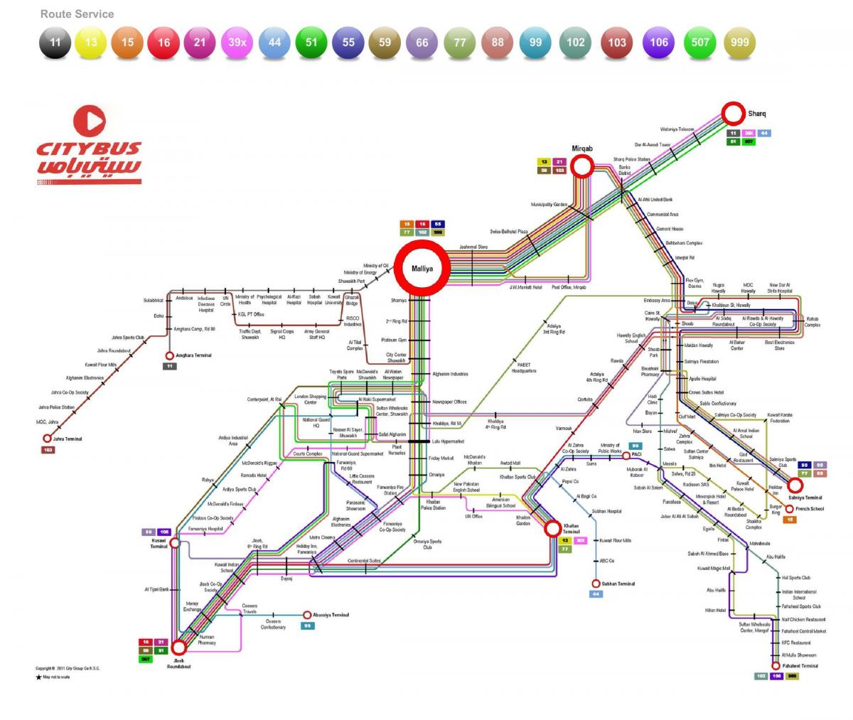 Kuveyt kptc otobüs güzergahı haritası